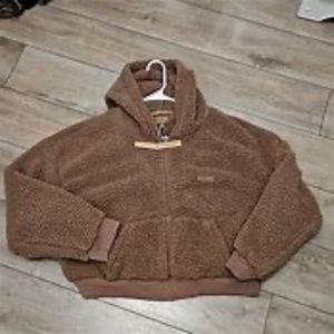 Skims Teddy Sherpa Crop Full Zip Hoodie Jacket Size S/M
